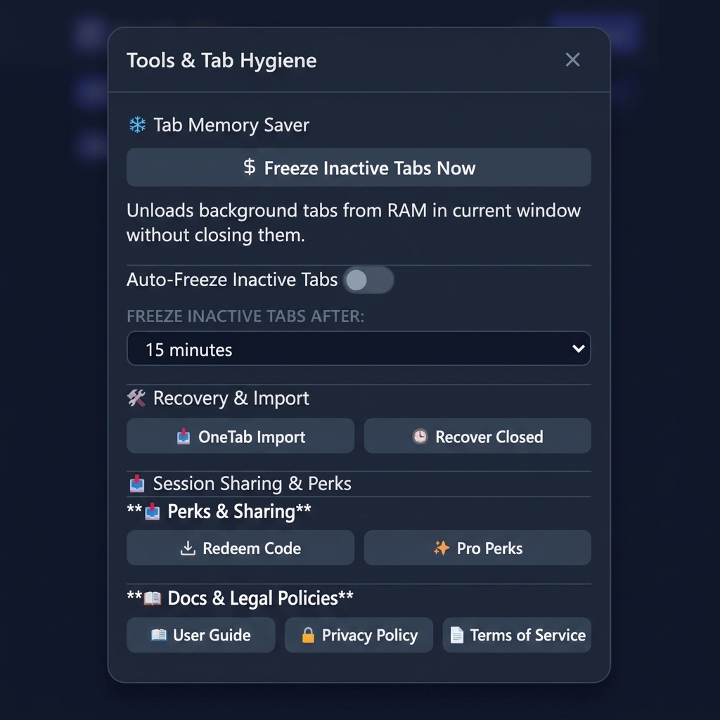 KeepIt Tools & Tab Hygiene Modal